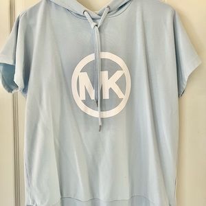Michael Kors Womens Hoodie Sweater Light Blue Short Sleeve